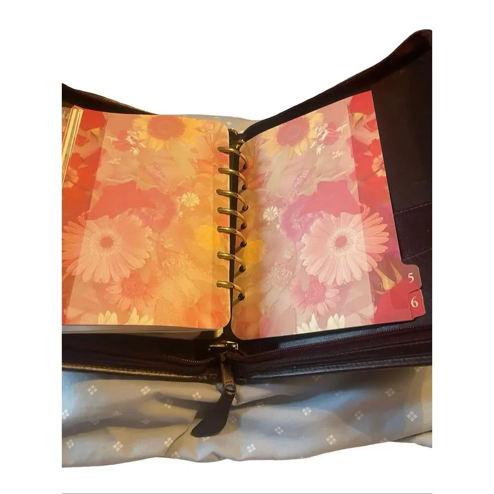 Vintage Franklin Quest Co. Brown Red Leather Paisley Tapestry Day Planner OS